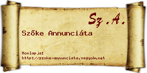 Szőke Annunciáta névjegykártya